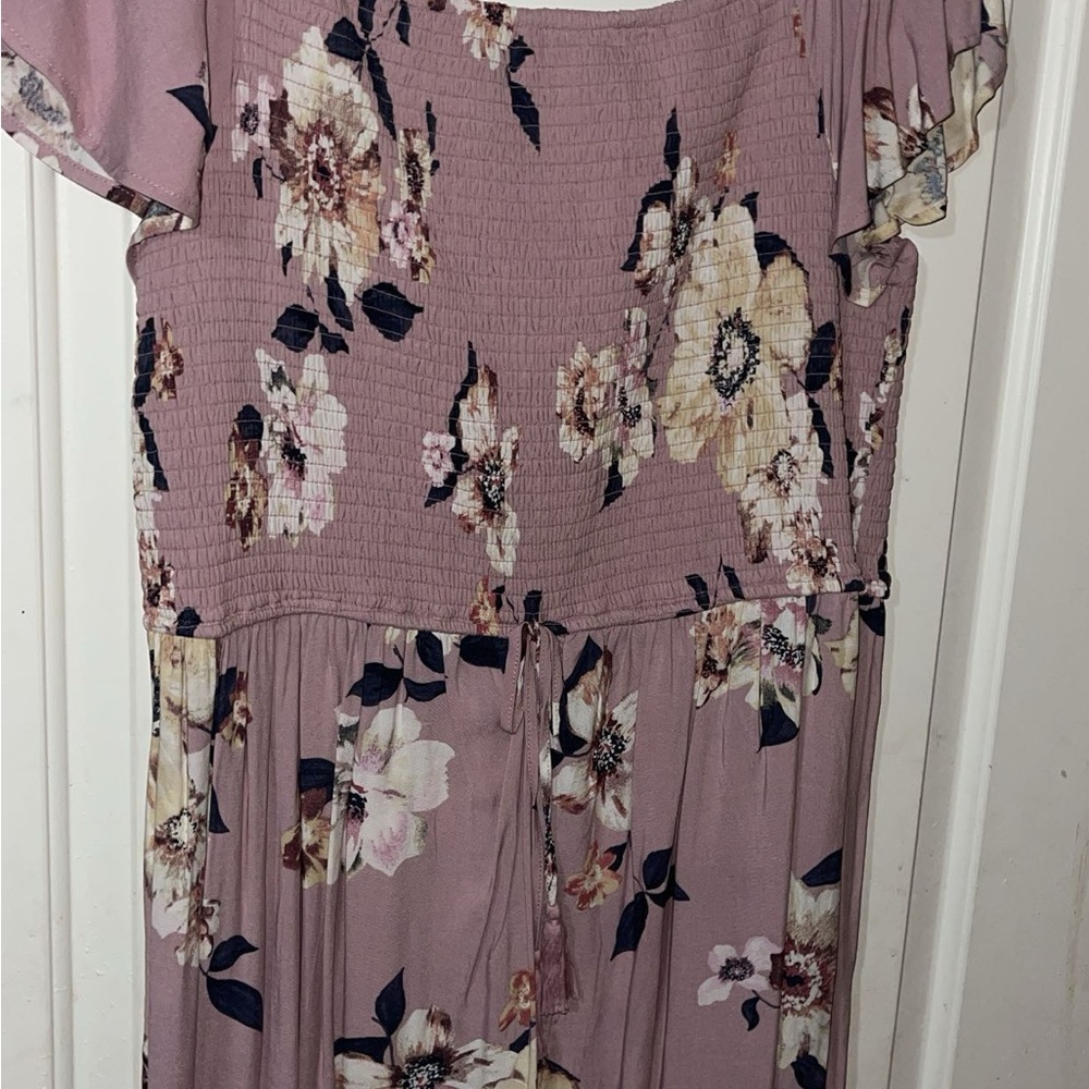 Xhilaration Pink Pleated Maxi Dress with Flutter Sleeves